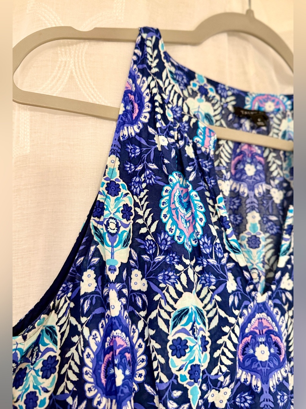 Talbots Blue Paisley Halter Maxi Dress Size 6 Sleeveless Lined Boho - Picture 7 of 16